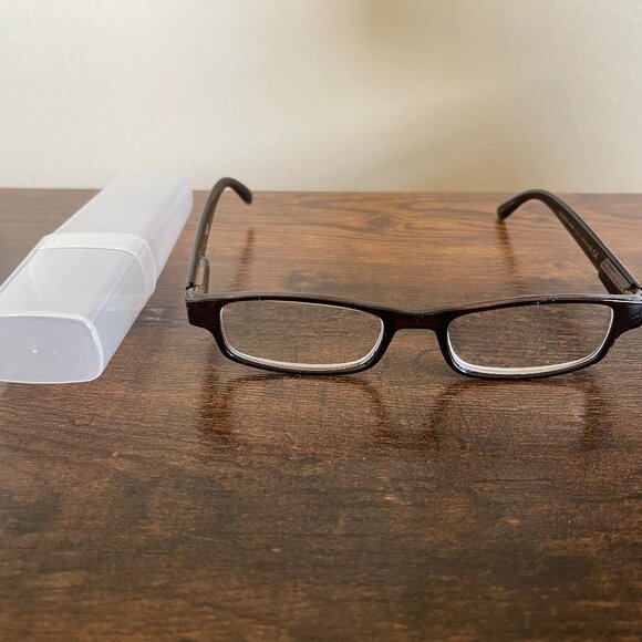Equate Phoenix Brown Rectangle Eyeglass Frames Only 49-19-133 with Clear Case - Picture 1 of 7